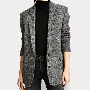 IRO Yarmoni Heathered Black & White Virgin Wool Blazer - Womens 38